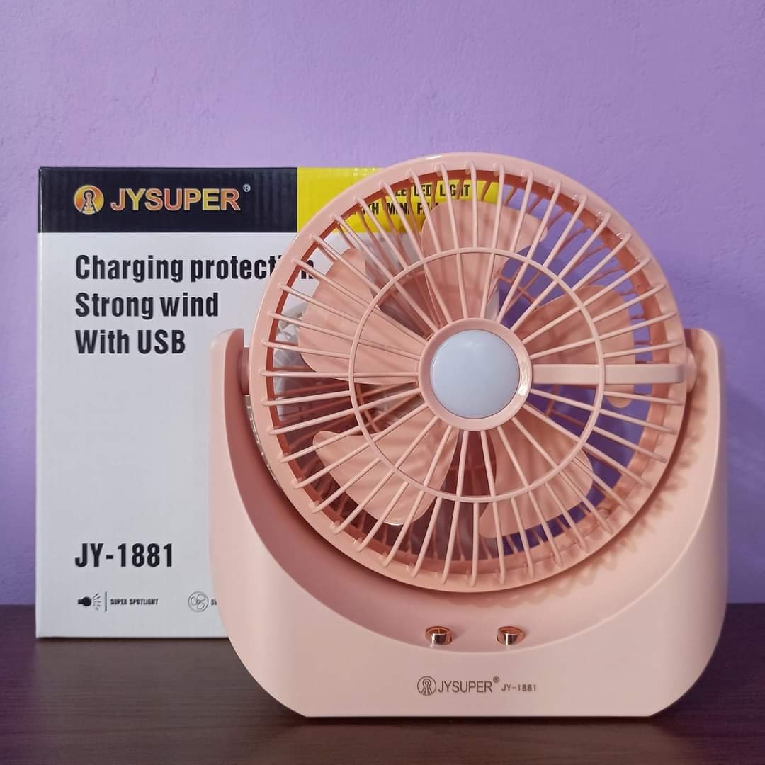 Lithium Rechargeable Mini Table Fan with LED Light (JY-1880) - Image 3